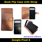 Book Flip Case with Strap For Google Pixel 6 GB7N6 Slim Fit Look